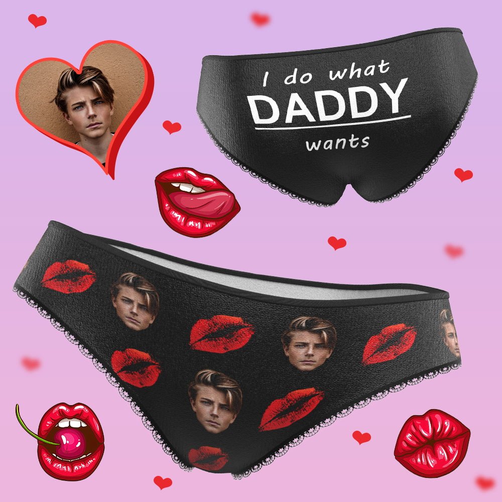 Personalized Face Adult Panties with Red Lips Custom Playful Women's Underwear Valentine's Day Gift - DiyGiftly