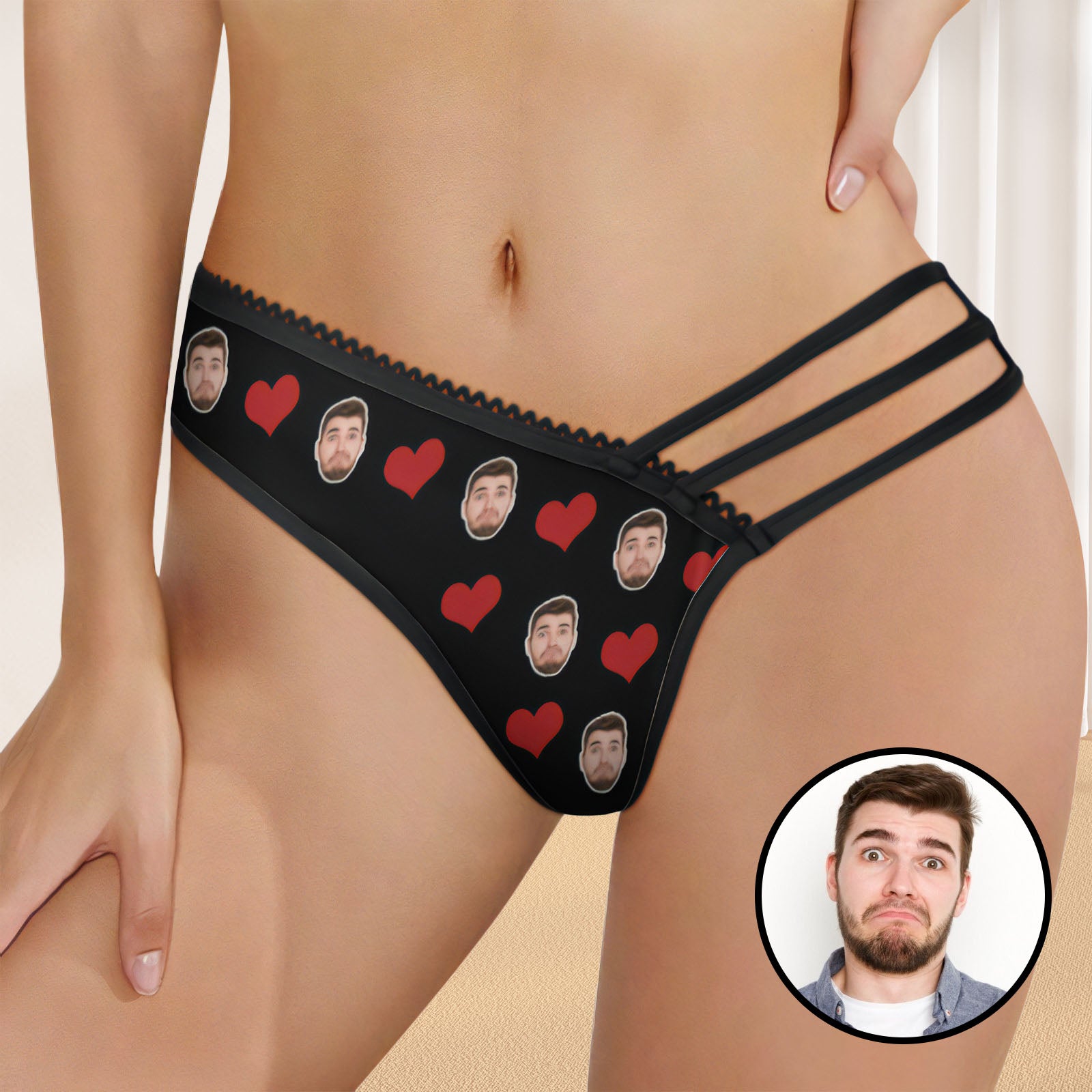 gifts for wife Eternal Love - Unique Memento - Face Mesh Thin Strap Panties Custom Women's Underwear Valentine's Day Gift - g