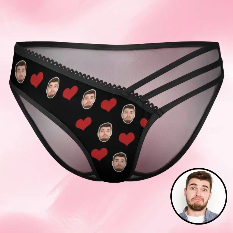gifts for wife Eternal Love - Unique Memento - Face Mesh Thin Strap Panties Custom Women's Underwear Valentine's Day Gift - g