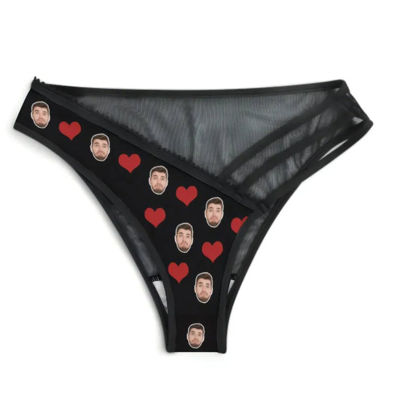 gifts for wife Eternal Love - Unique Memento - Face Mesh Thin Strap Panties Custom Women's Underwear Valentine's Day Gift - g