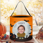 Personalized Face Photo Wizard Mummy Vampire Trick or Treat Bag Candy Bucket with Name Halloween Party Favors Gift for Boys Girls 90060288 - DiyGiftly