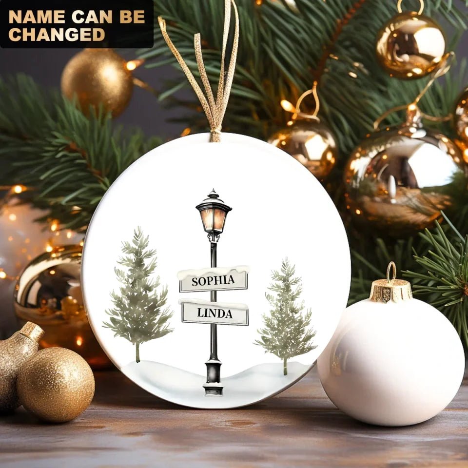 Personalized Family Christmas Tree Sign Post Ornament - Gifts For Family 670635 - DiyGiftly