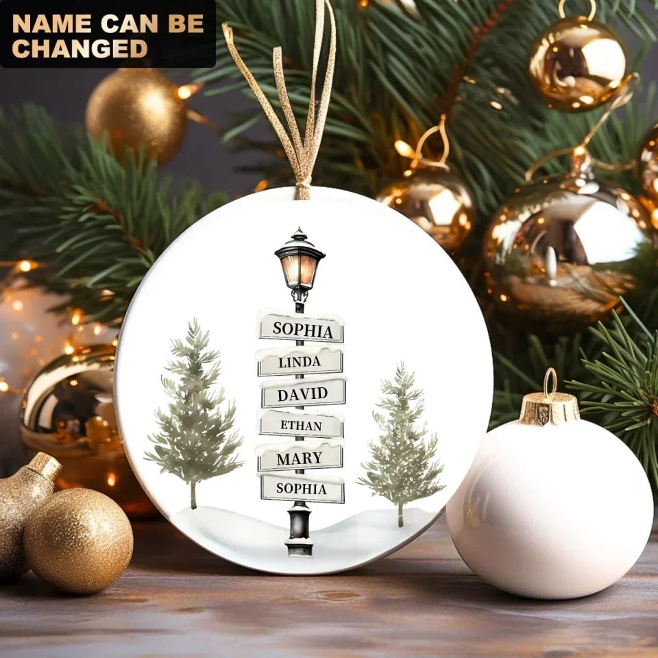 Personalized Family Christmas Tree Sign Post Ornament - Gifts For Family 670635 - DiyGiftly