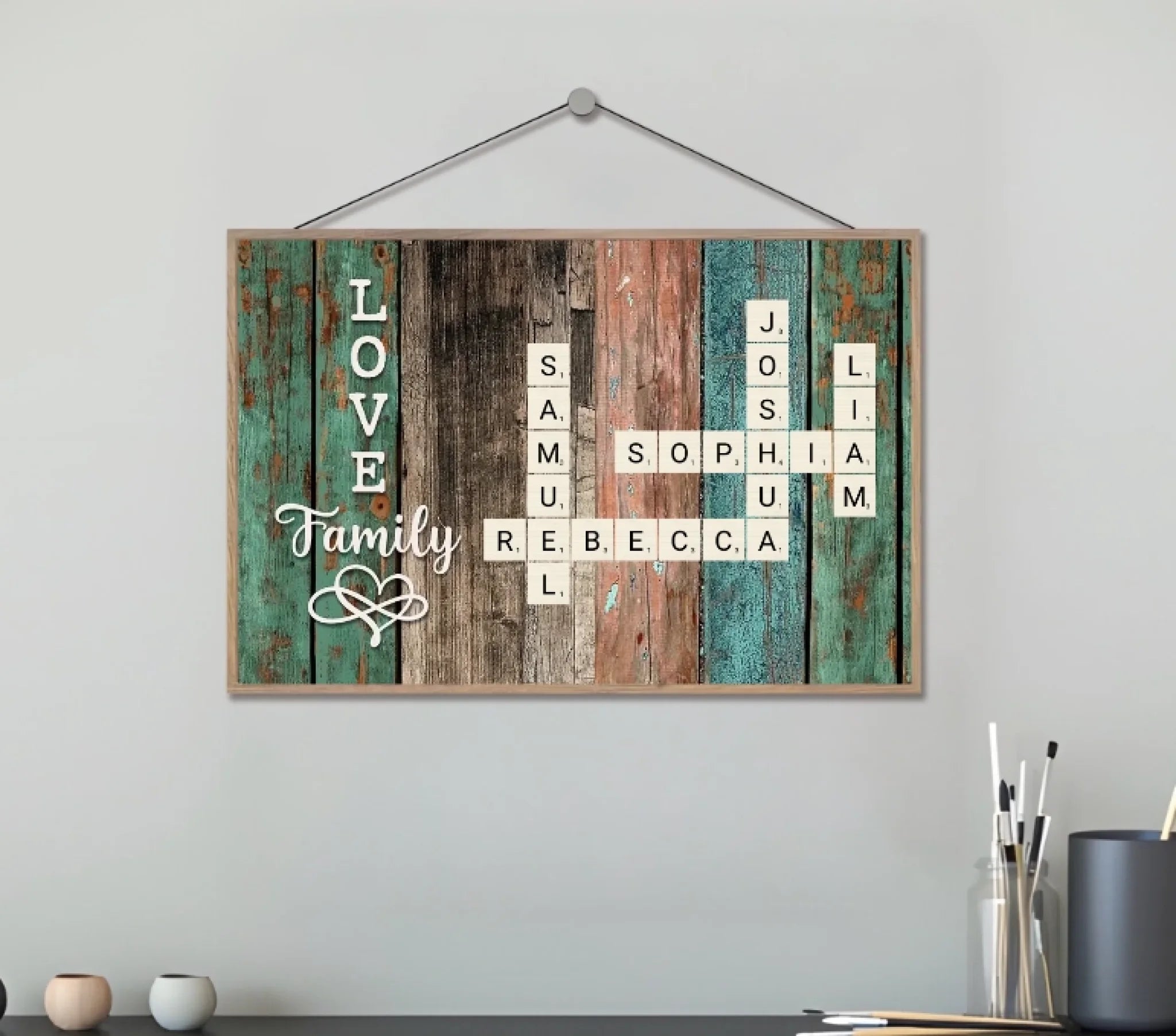 Personalized Family Crossword Art - Created In A Moment, Treasured Forever Wooden Plaque 699012 - 743347 - DiyGiftly
