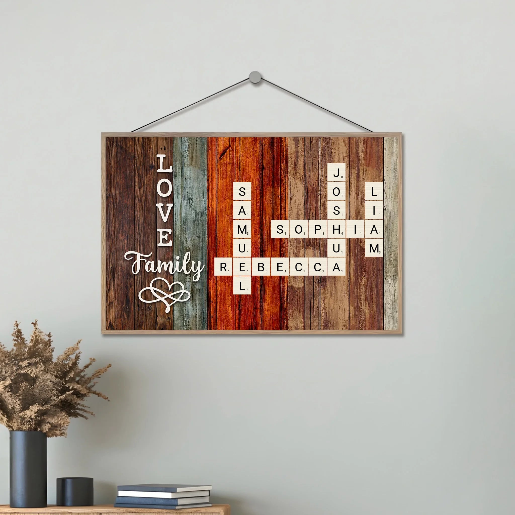 Personalized Family Crossword Art - Created In A Moment, Treasured Forever Wooden Plaque 699012 - 743347 - DiyGiftly