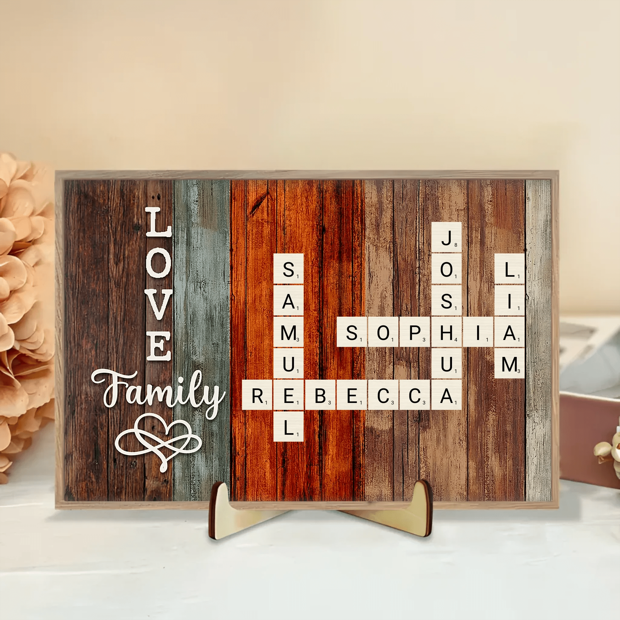 Personalized Family Crossword Art - Created In A Moment, Treasured Forever Wooden Plaque 699012 - 743347 - DiyGiftly