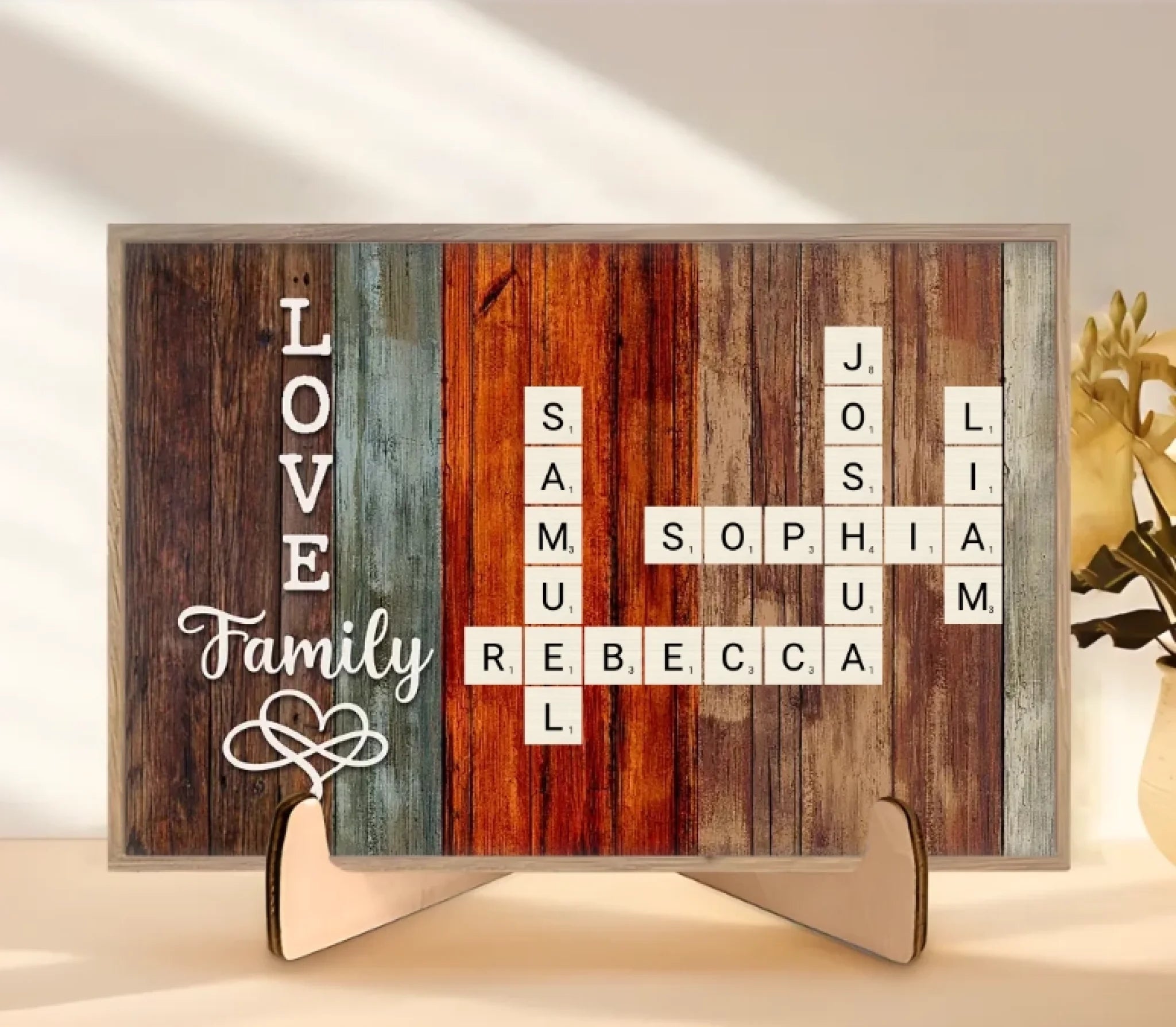 Personalized Family Crossword Art - Created In A Moment, Treasured Forever Wooden Plaque 699012 - 743347 - DiyGiftly