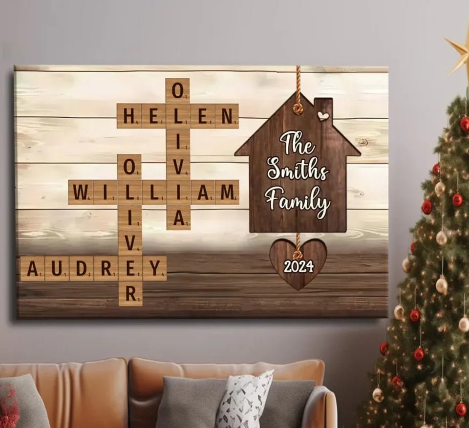 Personalized Family House Crossword Art Canvas - Custom Canvas & Poster - Wood Framed Canvas & Framed Poster 753305 - 754053 - DiyGiftly