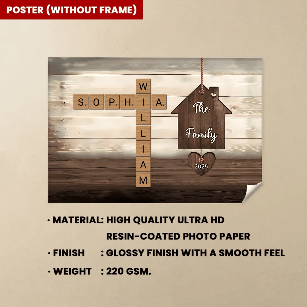 Personalized Family House Crossword Art Canvas - Custom Canvas & Poster - Wood Framed Canvas & Framed Poster 753305 - 754053 - DiyGiftly