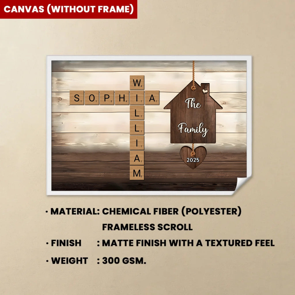 Personalized Family House Crossword Art Canvas - Custom Canvas & Poster - Wood Framed Canvas & Framed Poster 753305 - 754053 - DiyGiftly