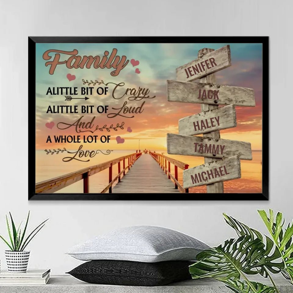 custom names wooden canvas print for living room decor