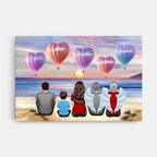 Personalized Family Sitting Back View Heart Air Balloons At Beach Poster, Gift for Family, Dad, Mom, Wife, Husband 741092 - 741235 - DiyGiftly