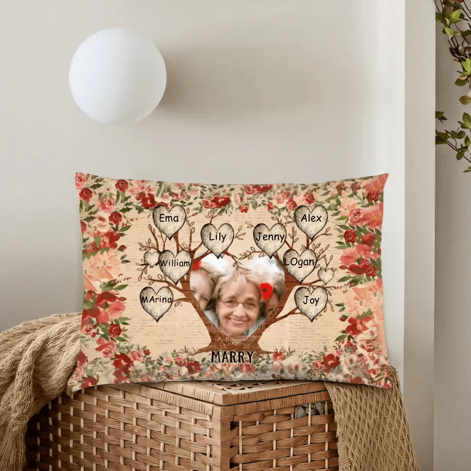 Personalized Family Tree Photo Pillow - Perfect Gift for Grandma with Family Names 708042 - B - DiyGiftly