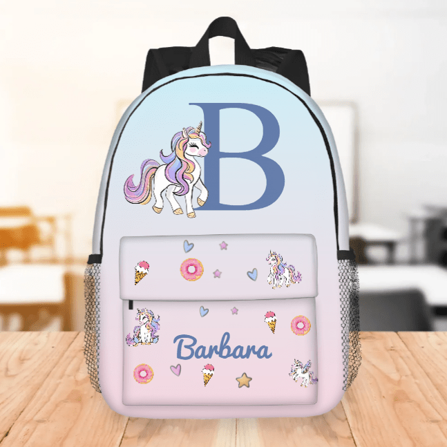 Personalized Fantasy Unicorn Child School Backpack with Name Initial Waterproof Large Capacity Back to School Gift for Children 53817344 - DiyGiftly