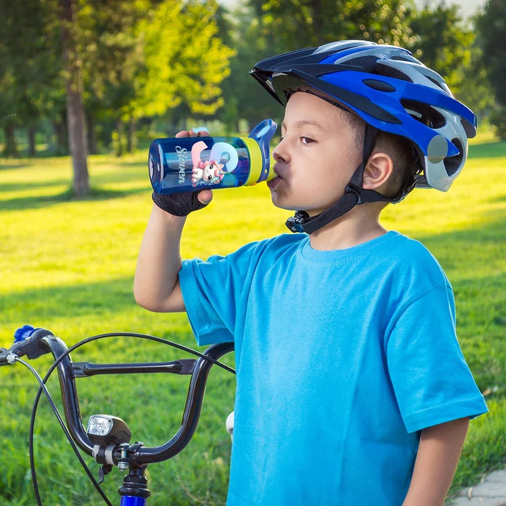Personalized Fantasy Unicorn Initial 16 oz Kid Water Bottle with Straw and Name Birthday Back to School Gift for Kids 77463552 - DiyGiftly