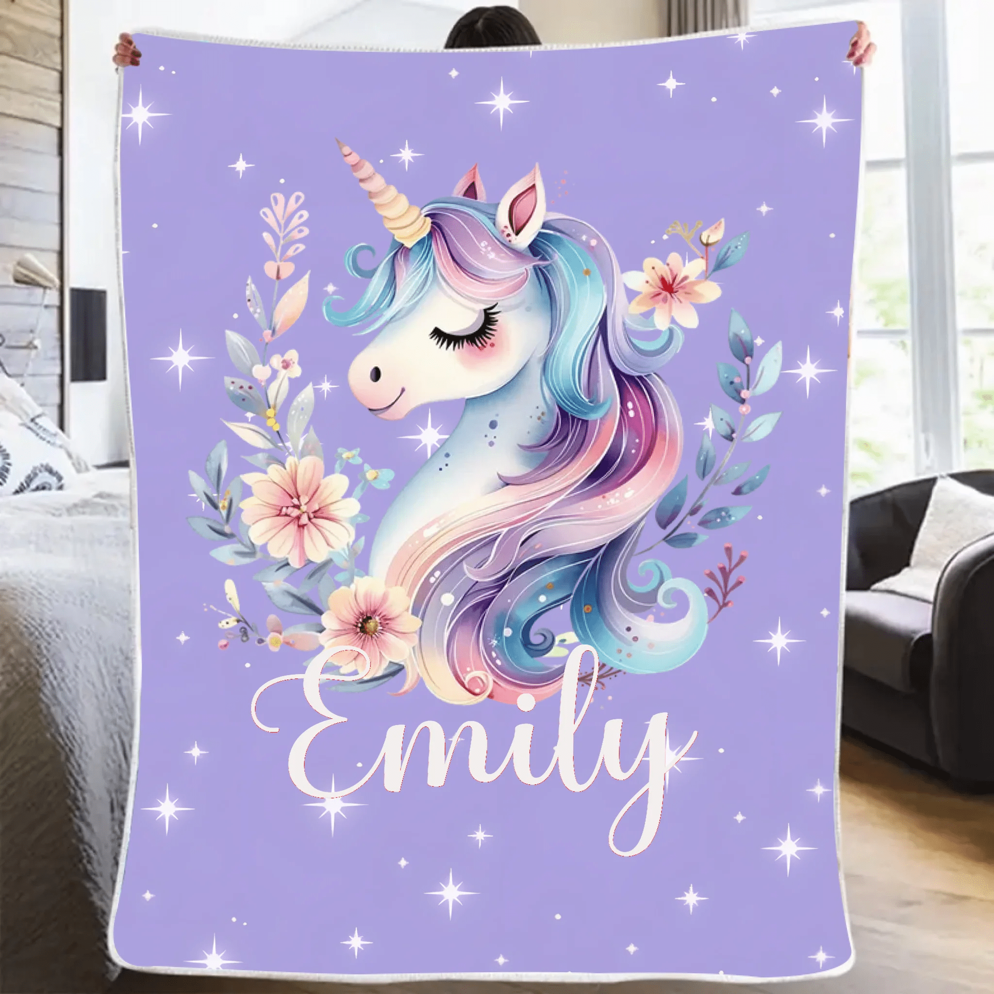 personalized throw blanket custom name gift for daughter bedtime main image