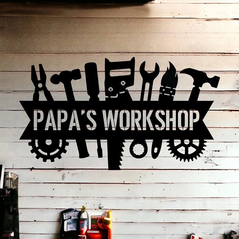 Personalized Fathers Day Custom Metal Workshop Sign Custom Garage Wall Art Decoration Gift for Him 77395968 - DiyGiftly