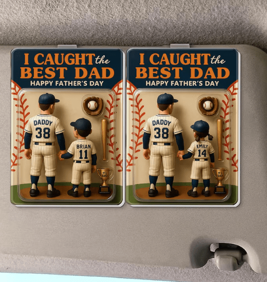 Personalized Father's Day Gift for Dad, Custom Action Figure Acrylic Car Visor Clip, Baseball Dad Gift, Dad And Son Gift, Dad and Daughter 56275456 - DiyGiftly