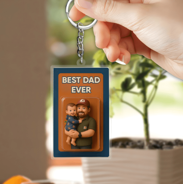 Personalized Father's Day Gift For Dad, Custom Photo Dad And Kids Action Figure Acrylic Keychain, Best Dad Ever Keychain, Gift For Husband 48785920 - DiyGiftly