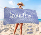 Personalized Fathers Day Gift For Grandpa, Grandpa Beach Towel, Custom Grandma Beach Towel, Vacation Gift For Papa, Child Name Towel 84746752 - DiyGiftly