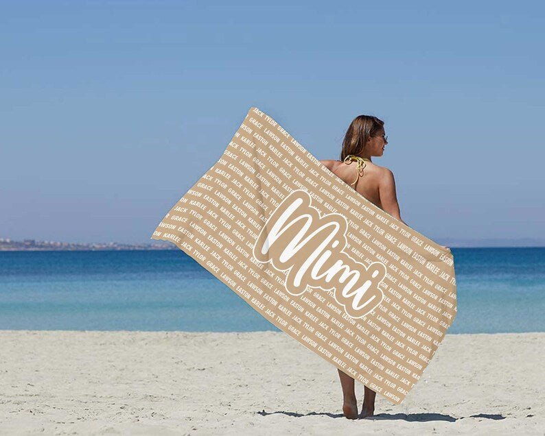 Personalized Fathers Day Gift For Grandpa, Grandpa Beach Towel, Custom Grandma Beach Towel, Vacation Gift For Papa, Child Name Towel 84746752 - DiyGiftly