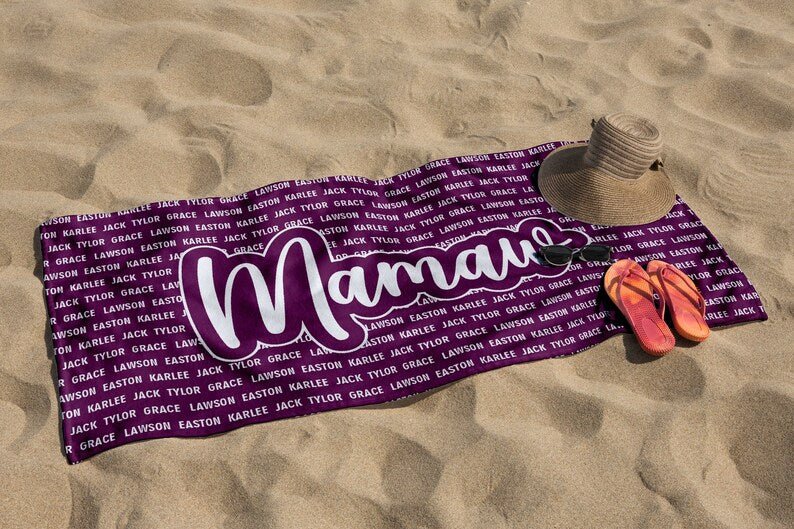 Personalized Fathers Day Gift For Grandpa, Grandpa Beach Towel, Custom Grandma Beach Towel, Vacation Gift For Papa, Child Name Towel 84746752 - DiyGiftly