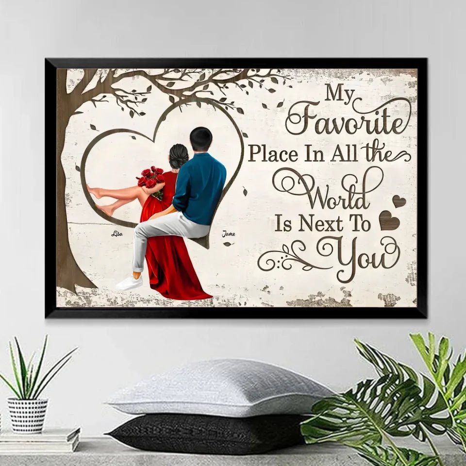 Personalized Favorite Place In The World Heart Couple Sitting Poster - Anniversary Gift For Wife,Husband 747944 - 749114 - DiyGiftly