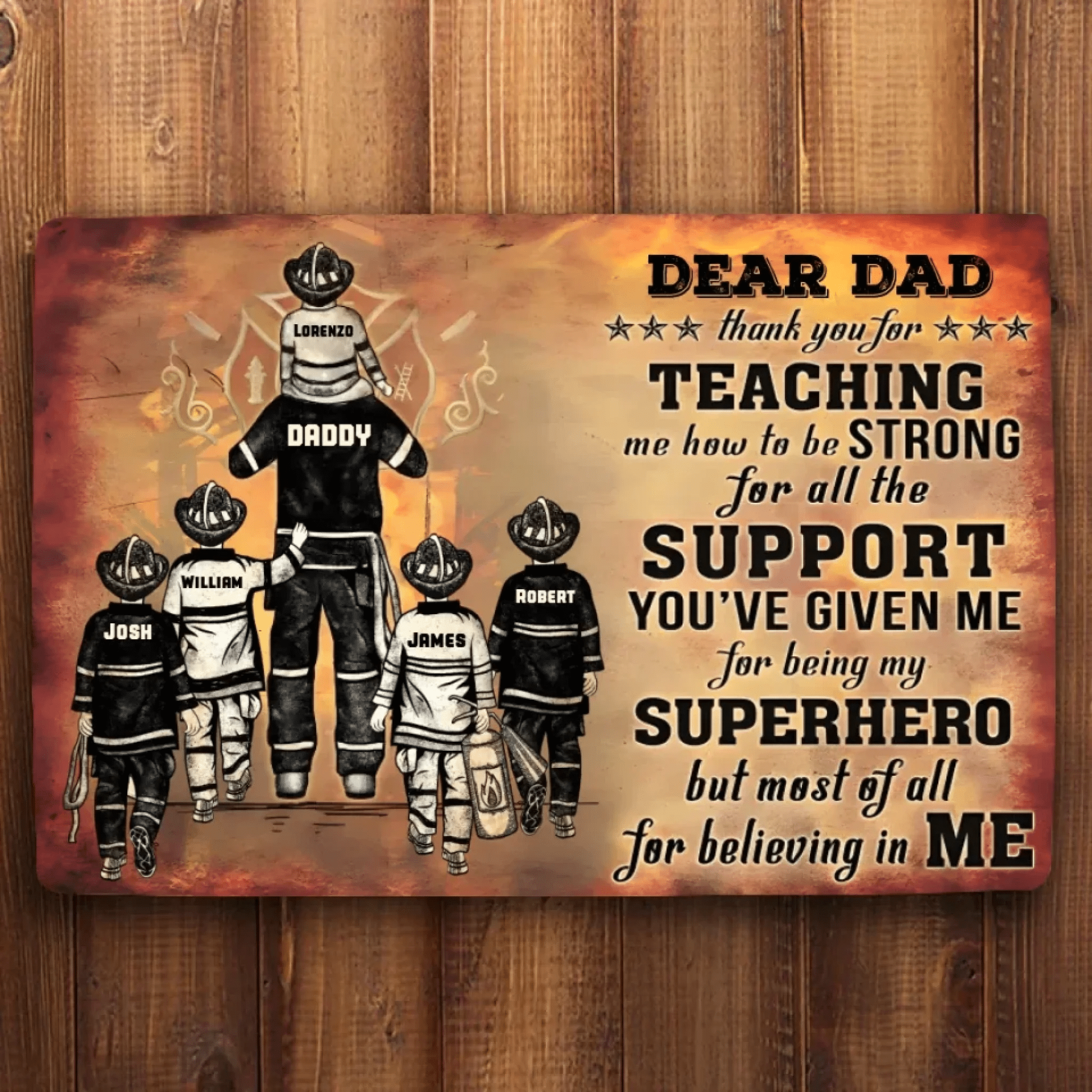 Personalized Firefighter Dad And Child Thank You 709996 - D - DiyGiftly