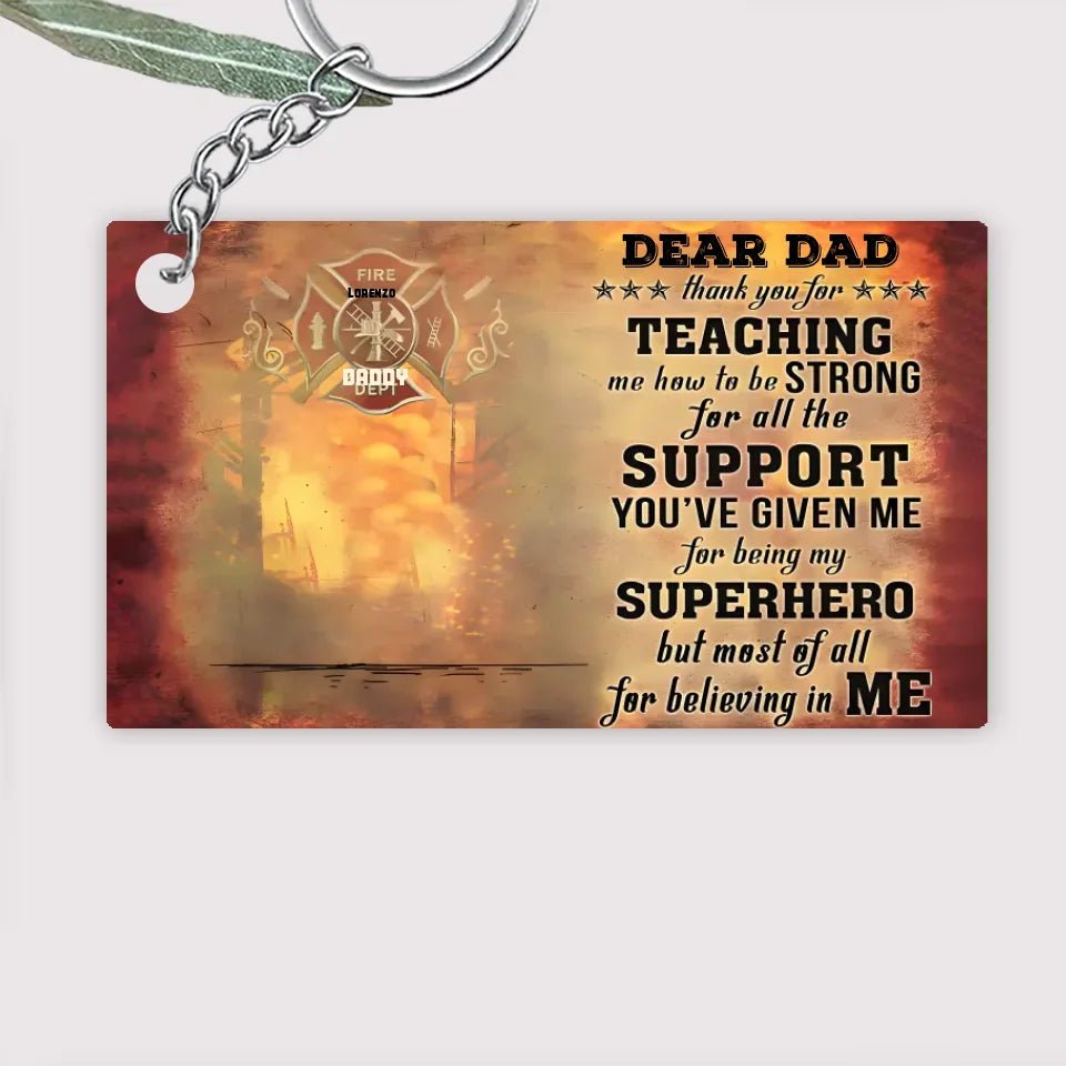 Personalized Firefighter Dad And Child Thank You Custom Keychain 736191 - DiyGiftly