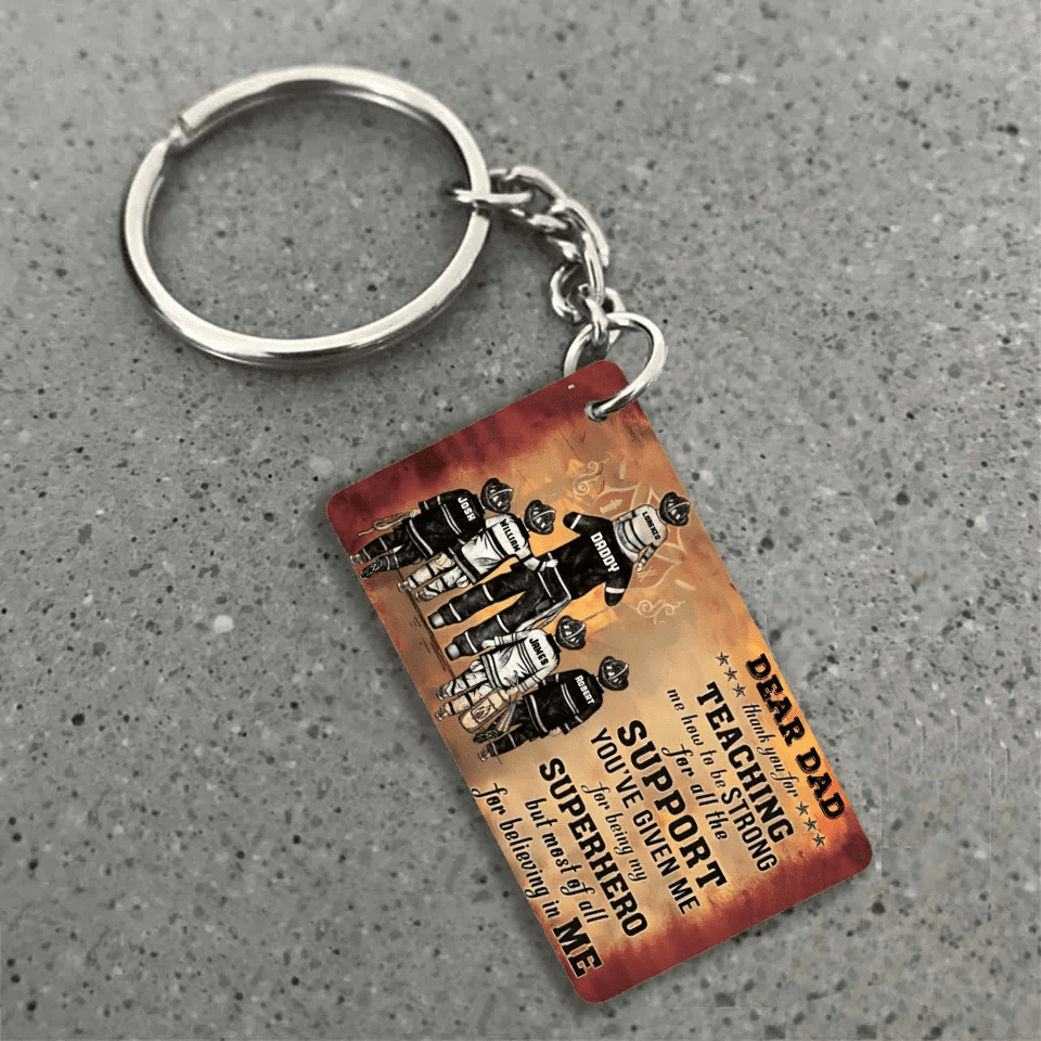 Personalized Firefighter Dad And Child Thank You Custom Keychain 736191 - DiyGiftly