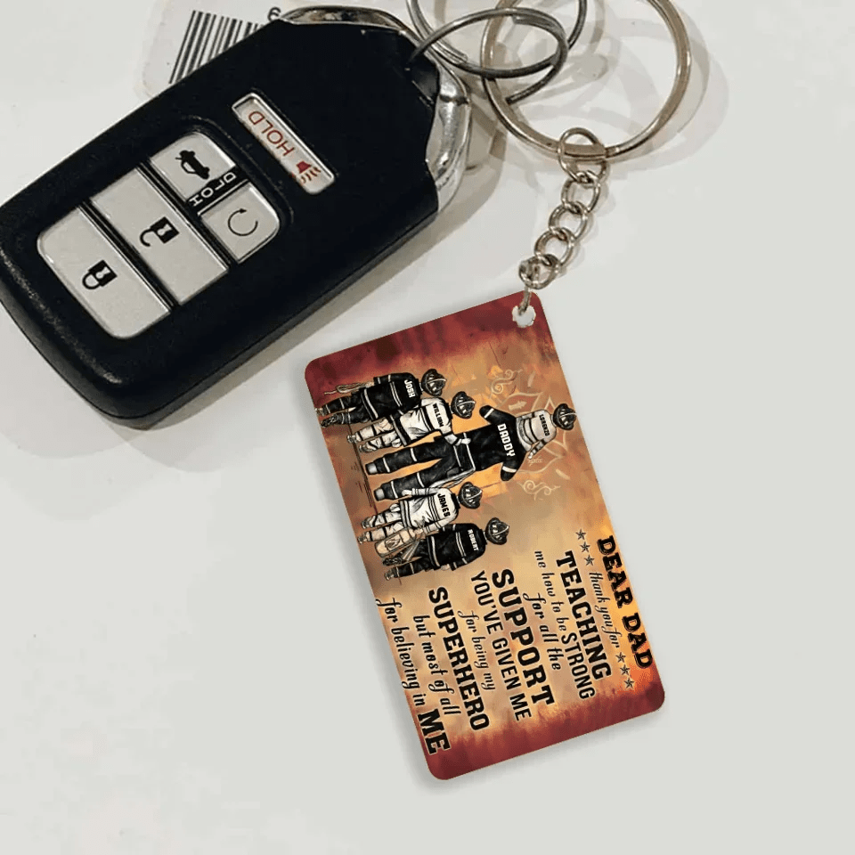 Personalized Firefighter Dad And Child Thank You Custom Keychain 736191 - DiyGiftly