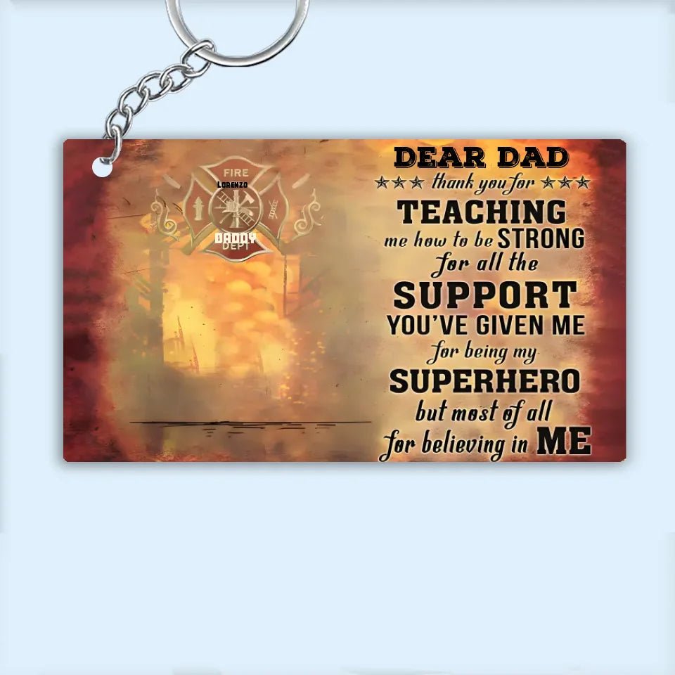 Personalized Firefighter Dad And Child Thank You Custom Keychain 736191 - DiyGiftly