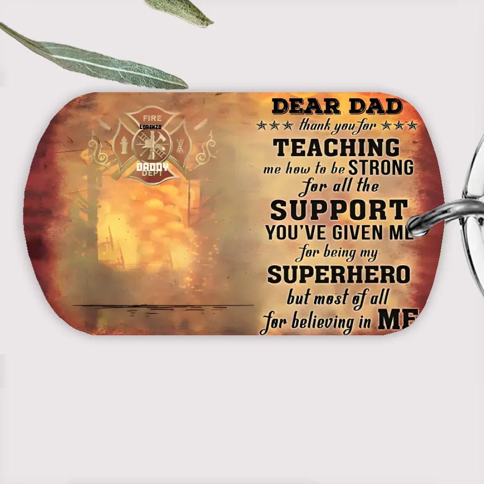 Personalized Firefighter Dad And Child Thank You Custom Keychain 736191 - DiyGiftly