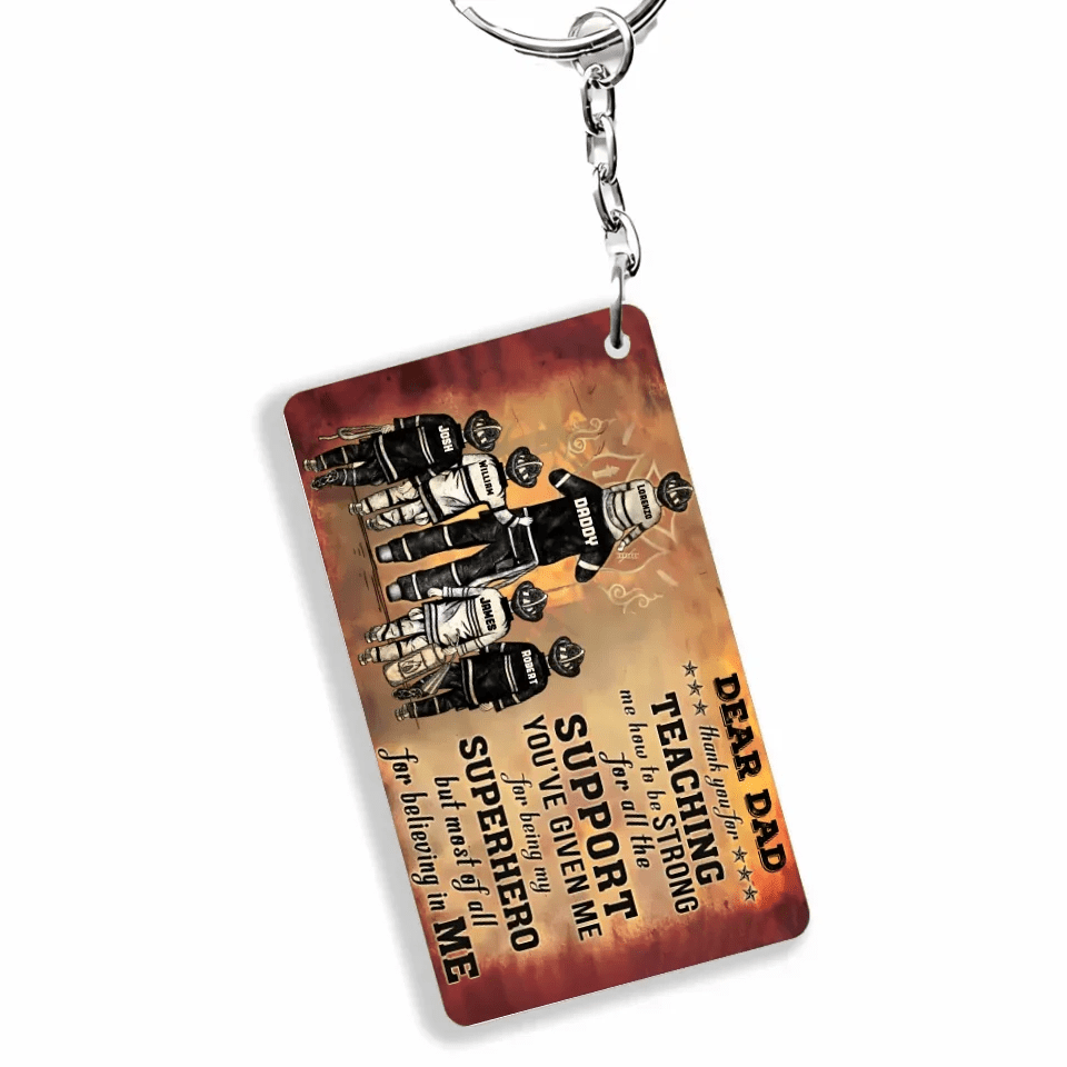 Personalized Firefighter Dad And Child Thank You Custom Keychain 736191 - DiyGiftly