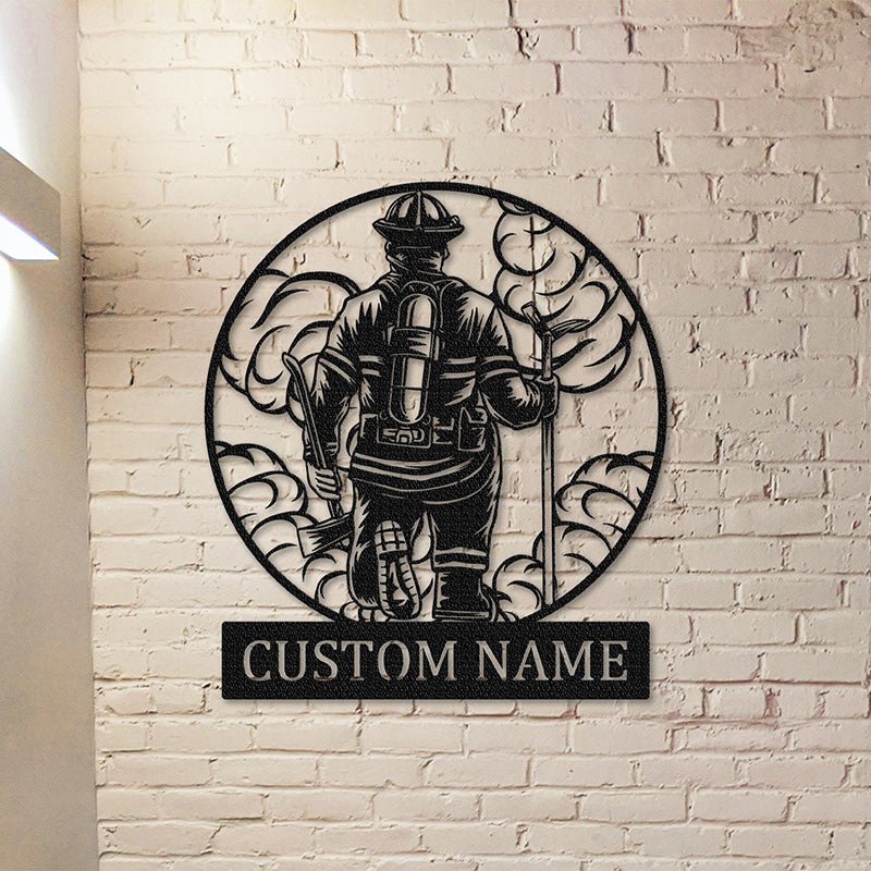 Personalized Firefighter Metal Sign – Custom Engraved with Name, Badge Number or "Proud Firefighter", Honoring Service for Home or Station 4937472 - DiyGiftly