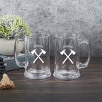 Personalized Firefighter Silhouette Axe Design Name Badge Numbered Beer Mug with Handle Birthday Fire Station Party Appreciation Gift for Firefighters 1030487 - DiyGiftly