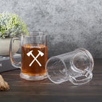 Personalized Firefighter Silhouette Axe Design Name Badge Numbered Beer Mug with Handle Birthday Fire Station Party Appreciation Gift for Firefighters 1030487 - DiyGiftly