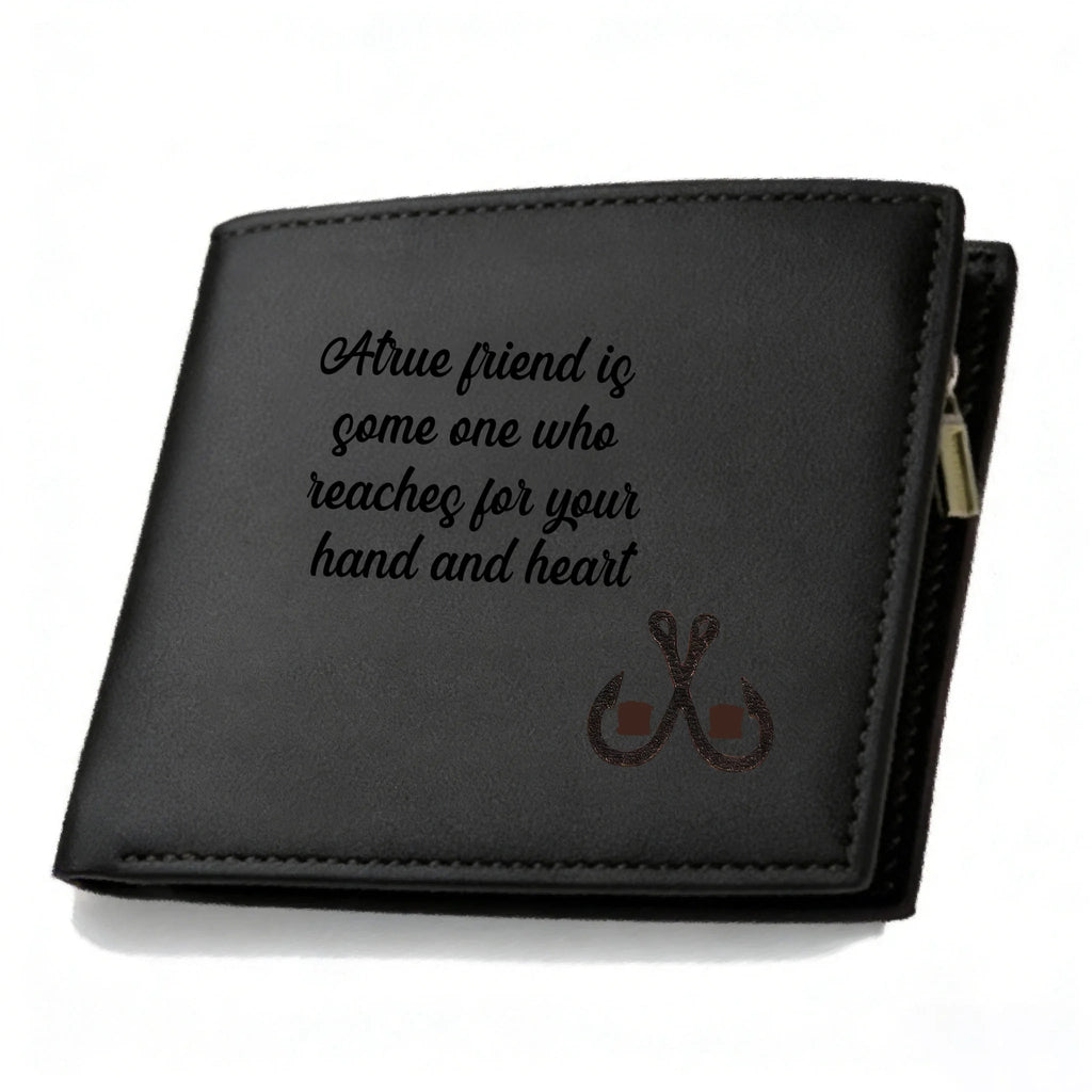 Personalized Fish Hook Men’s Leather Wallet with Initials & Custom Text – Fishing Gifts for Dad, Husband, Grandpa | Father’s Day, Birthday, Christmas Gift 1081565 - DiyGiftly