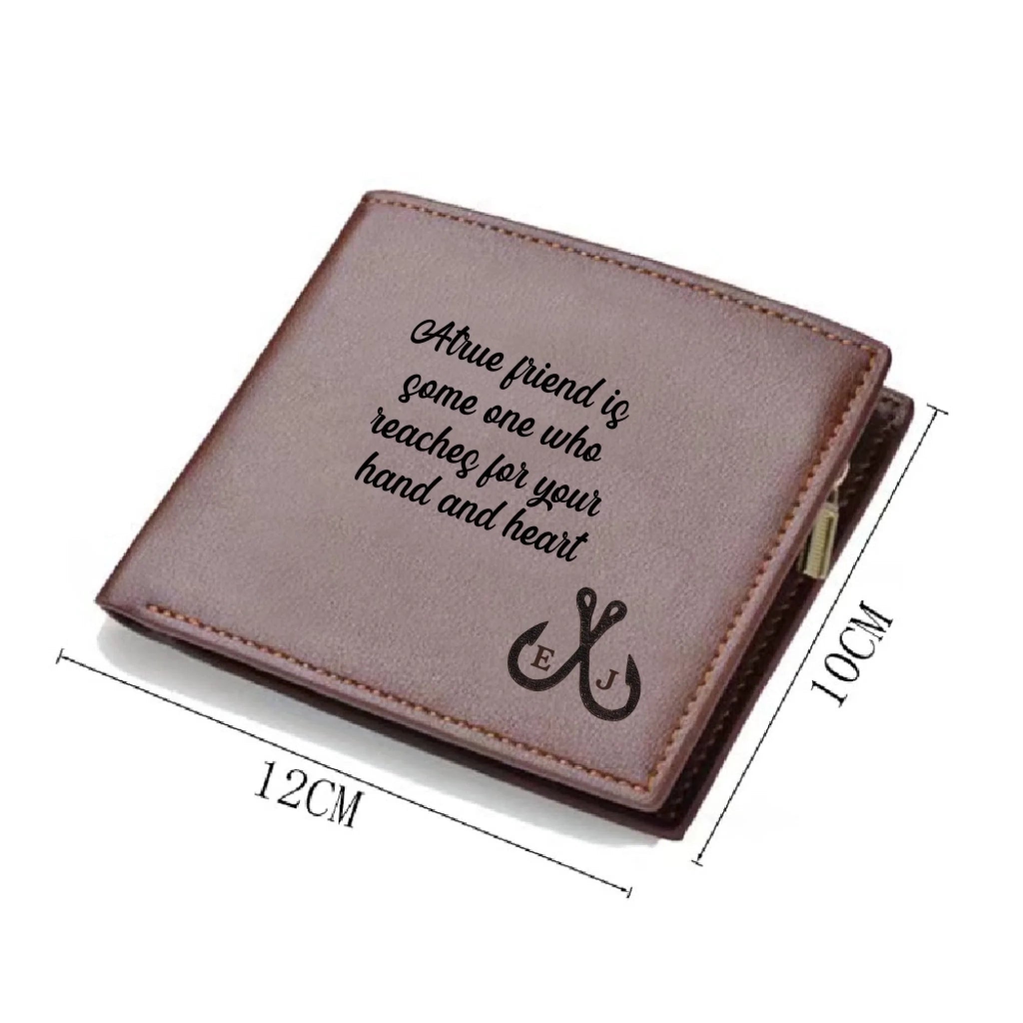Personalized Fish Hook Men’s Leather Wallet with Initials & Custom Text – Fishing Gifts for Dad, Husband, Grandpa | Father’s Day, Birthday, Christmas Gift 1081565 - DiyGiftly