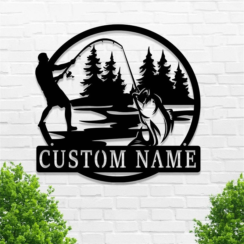 Personalized Fishing Fisherman Name Metal Sign Custom Lake Cabin Outdoor Wall Art Decoration Gift 33565696 - DiyGiftly