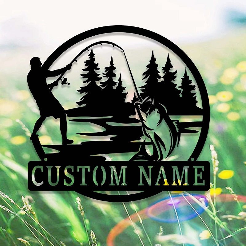 Personalized Fishing Fisherman Name Metal Sign Custom Lake Cabin Outdoor Wall Art Decoration Gift 33565696 - DiyGiftly