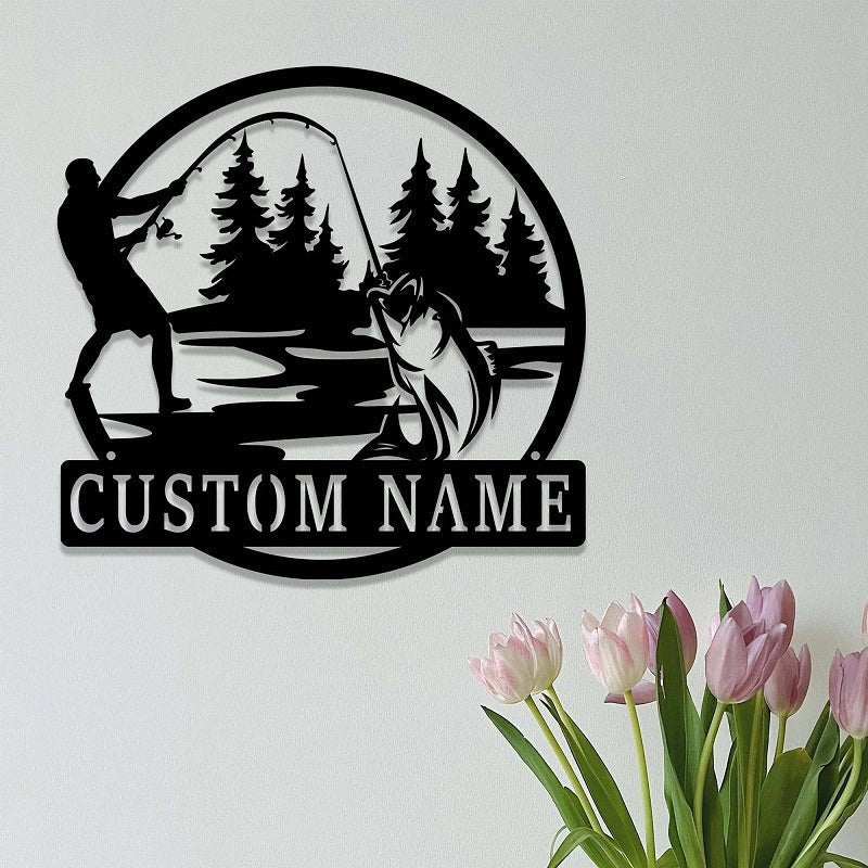 Personalized Fishing Fisherman Name Metal Sign Custom Lake Cabin Outdoor Wall Art Decoration Gift 33565696 - DiyGiftly