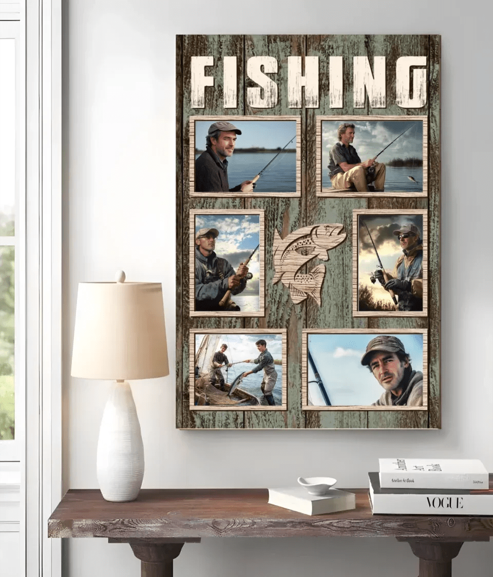 Personalized Fishing Photo Collage Poster, Gift For Fishing Lovers 745656 - DiyGiftly
