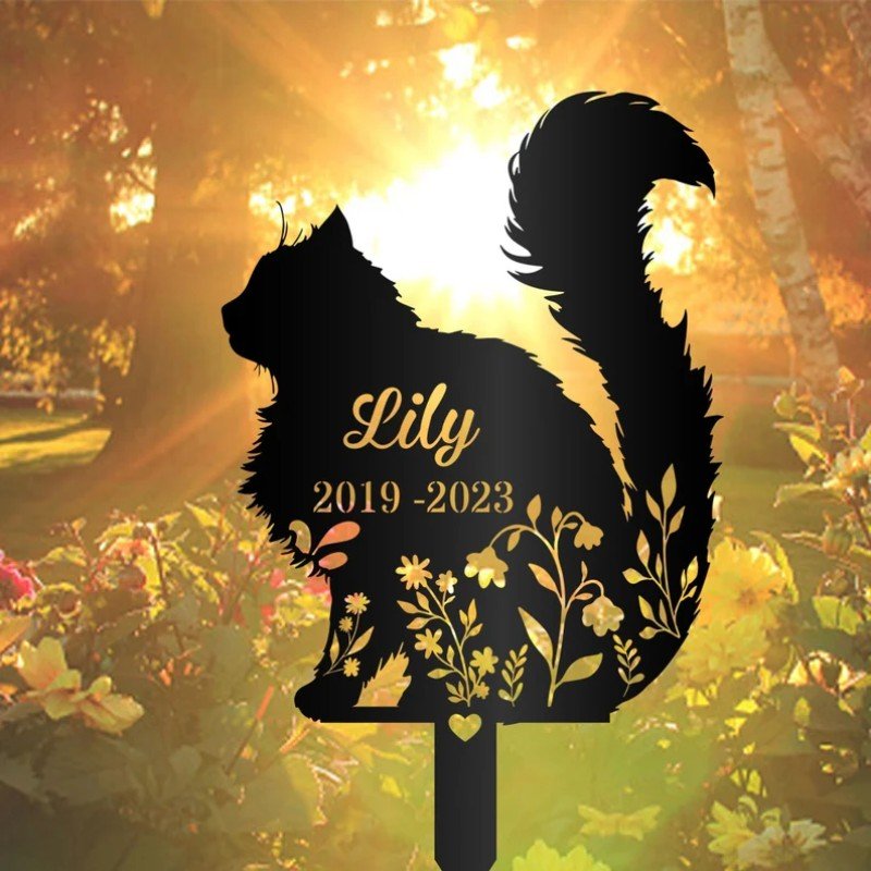 Personalized Fluffy Cat Memorial Pile Custom Pet Grave Marker Outdoor Garden Memorial Decoration 18197504 - DiyGiftly