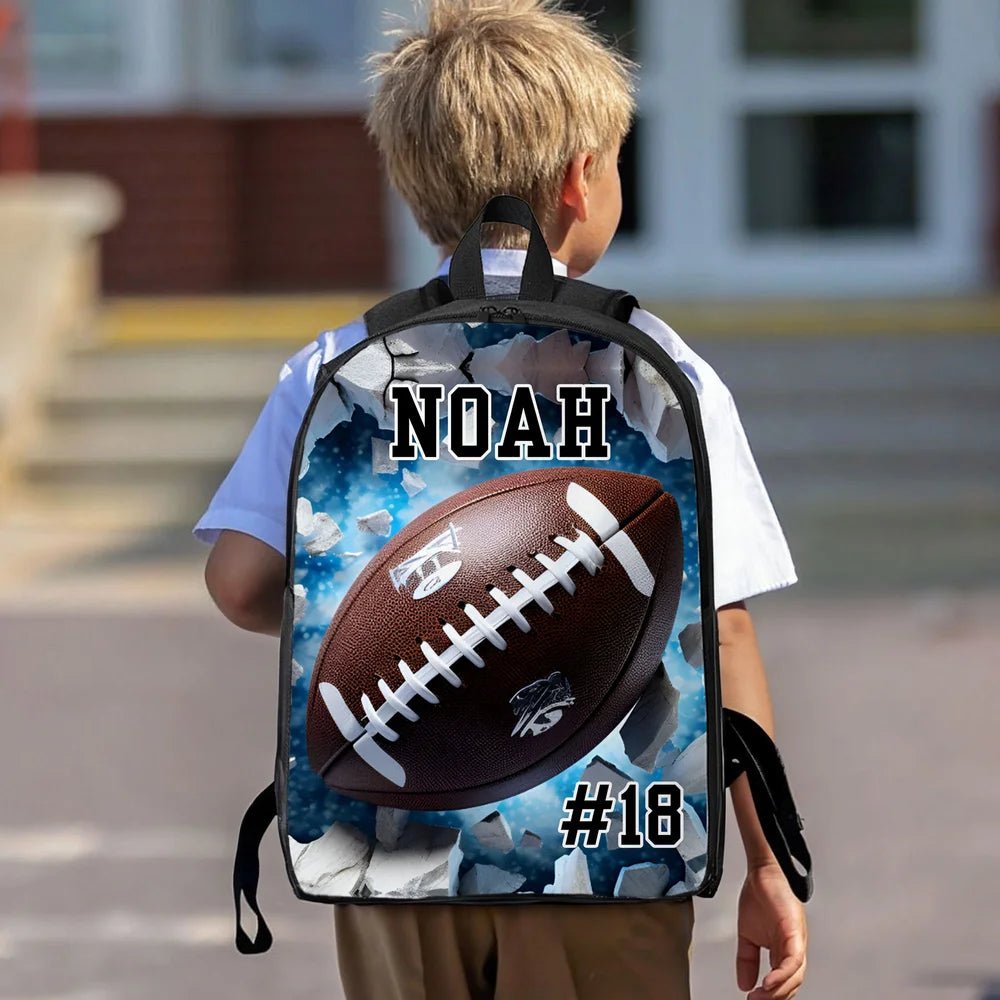 Personalized Football Baseball Ball Sports Backpack Lunch Bag Pencil Case Set with Name Travel Daliy Use Back to School Gift for Boys Girls 40177664 - DiyGiftly