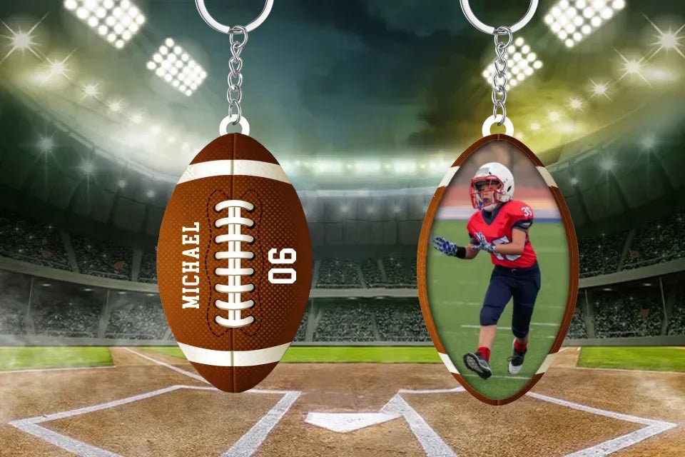 Personalized Football Flat 2D Keychain, Custom Photo Football Keychain, Sport Home Decor, Xmas Gift for Son, Team 740740 - 740741 - DiyGiftly
