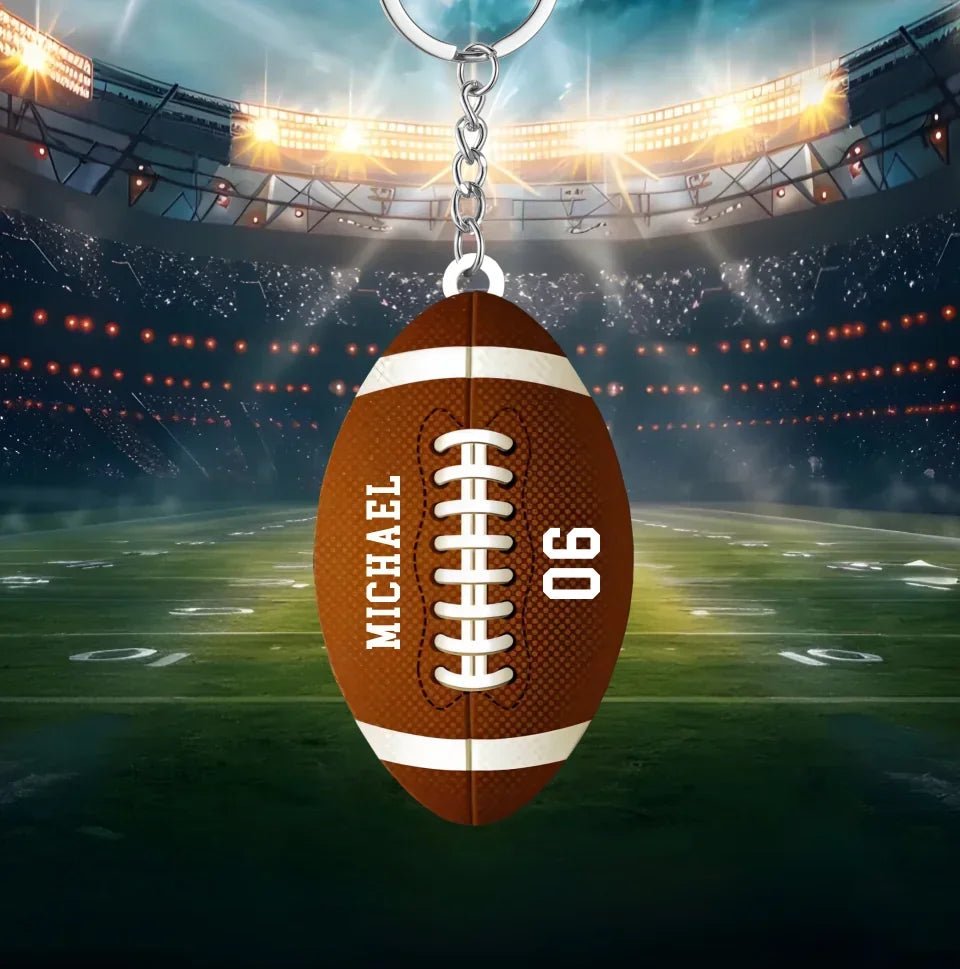Personalized Football Flat 2D Keychain, Custom Photo Football Keychain, Sport Home Decor, Xmas Gift for Son, Team 740740 - 740741 - DiyGiftly