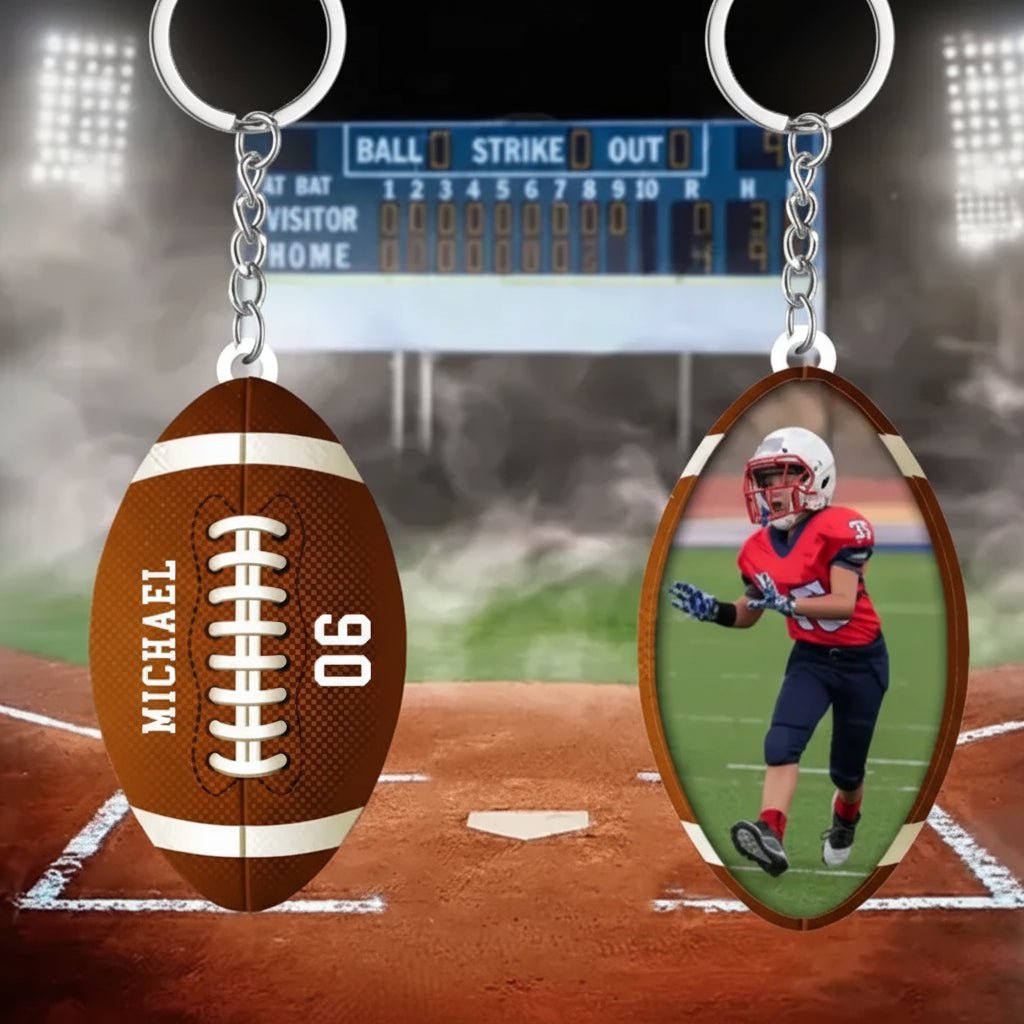Personalized Football Flat 2D Keychain, Custom Photo Football Keychain, Sport Home Decor, Xmas Gift for Son, Team 740740 - 740741 - DiyGiftly
