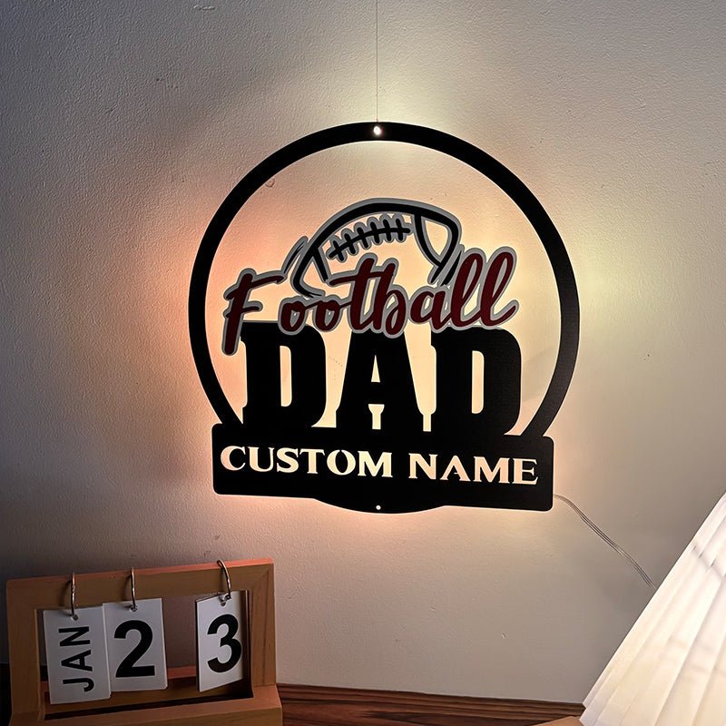 Personalized Football Name Metal Lamp Custom Sports Room Wall Art Decoration Gift for Player 17635072 - DiyGiftly