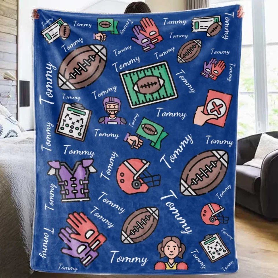 Personalized Football - Themed Blanket，Forever Fighting on the Field with the Winning Team 742031 - DiyGiftly